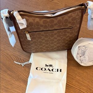 NWT Coach Chaise Crossbody Bag In Signature Brown and Tan